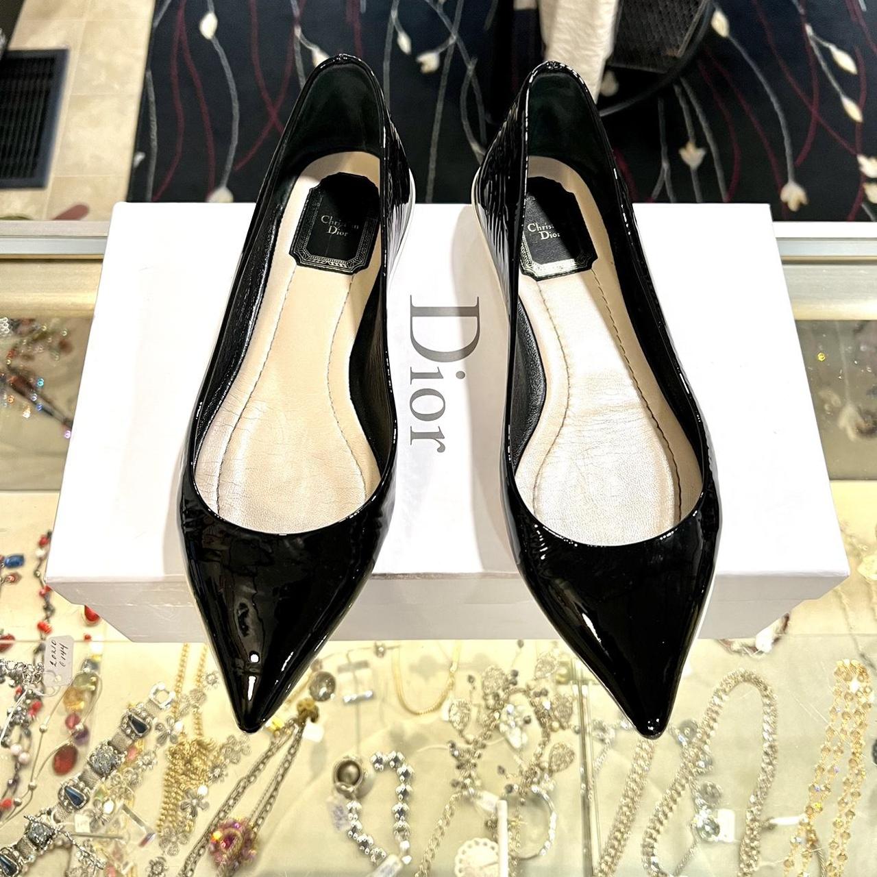 Christian Dior Women's Black and White Ballet-shoes | Depop