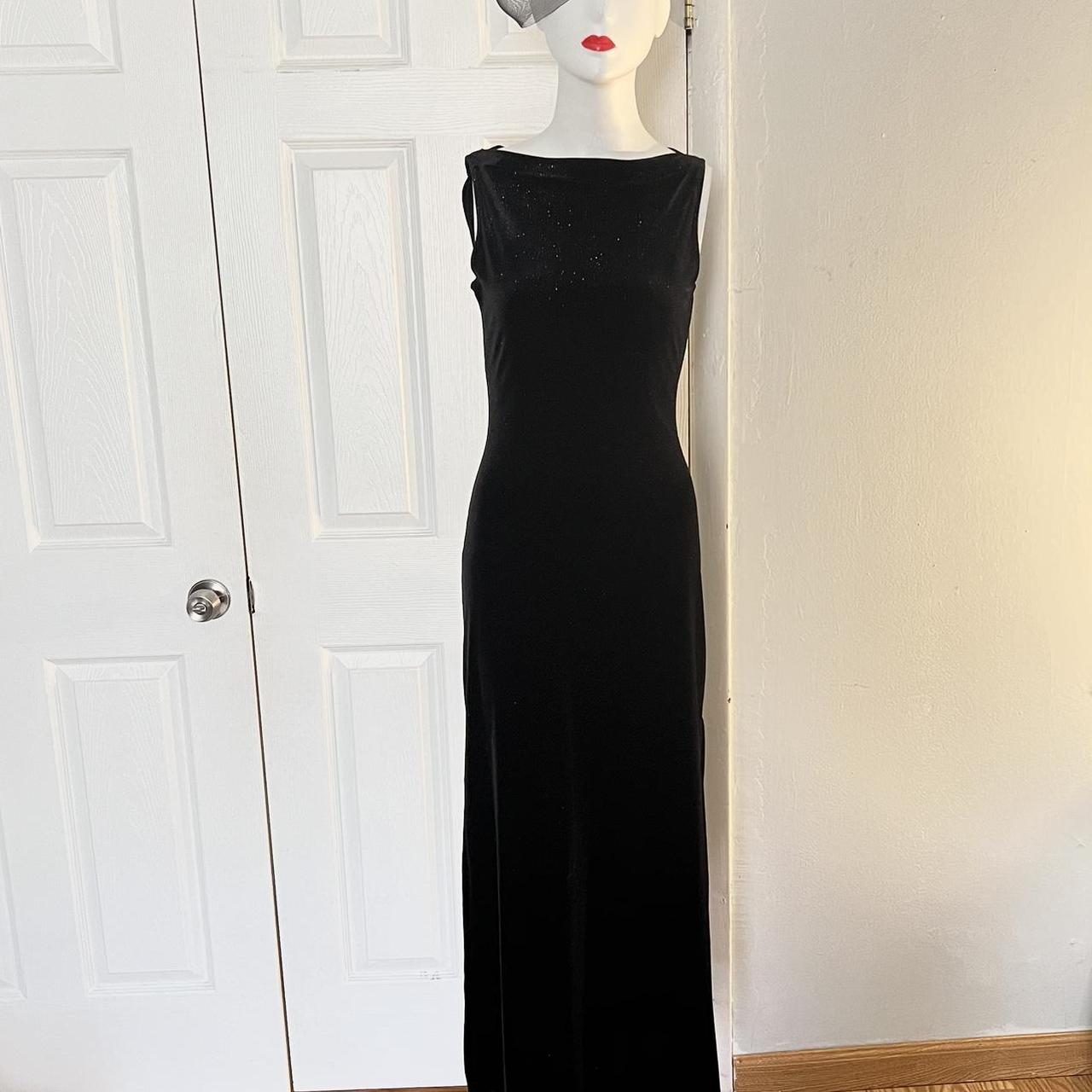 Y2K Black Velvet Shimmer Gathered Sequin Midi/Maxi. - Depop