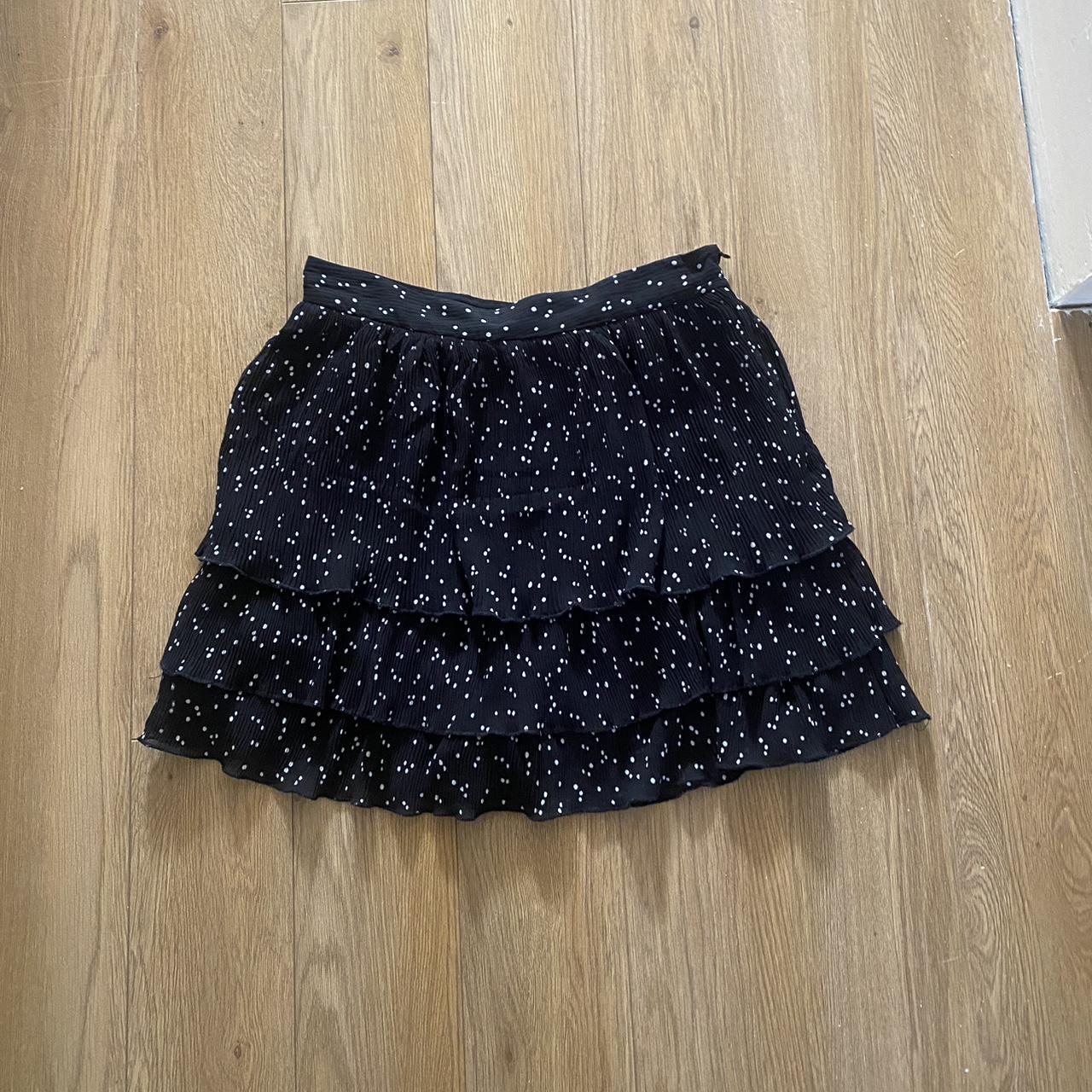 Zara Black and White Polka Dot Spotty Frill Pleated... - Depop