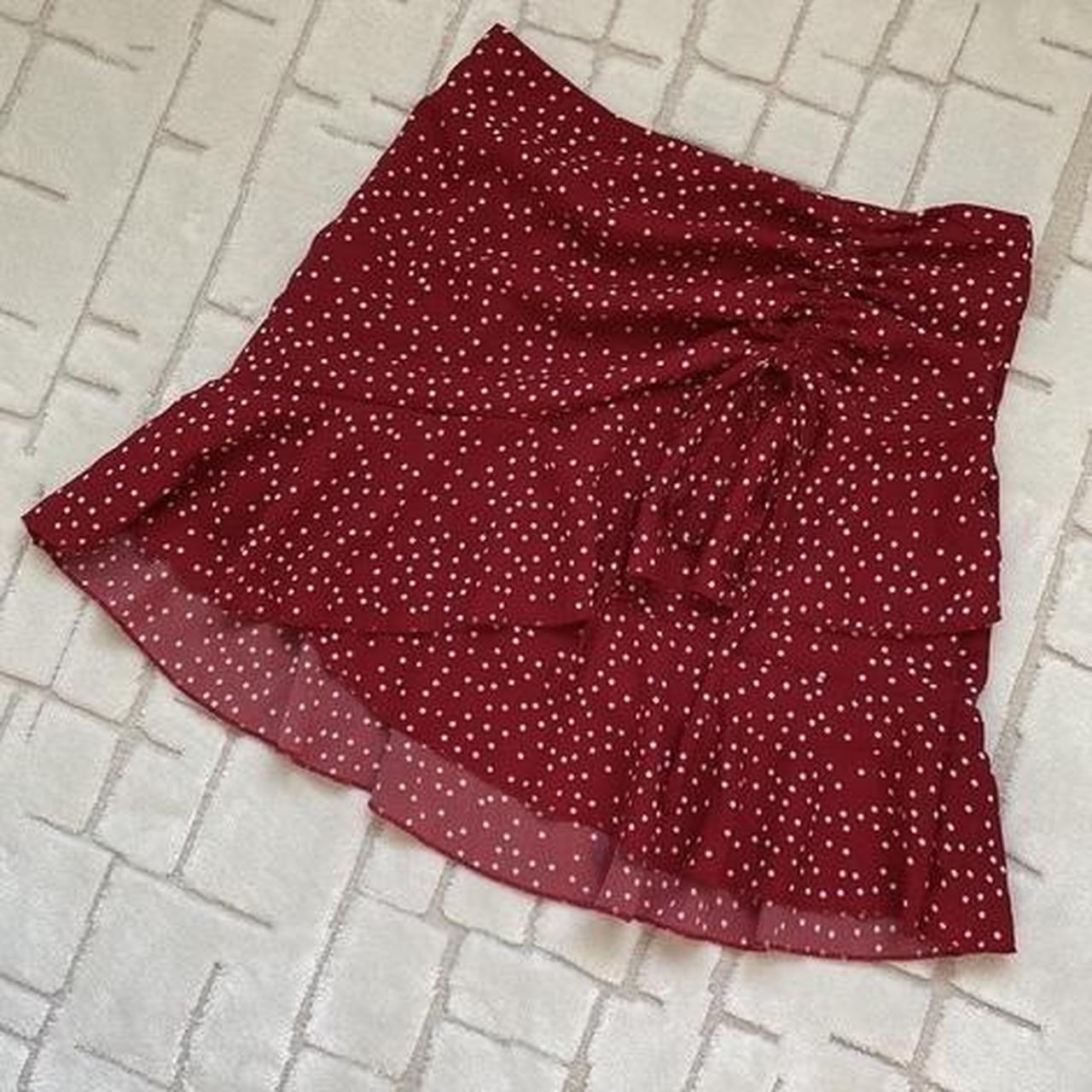 Polka dot skirt burgundy best sale