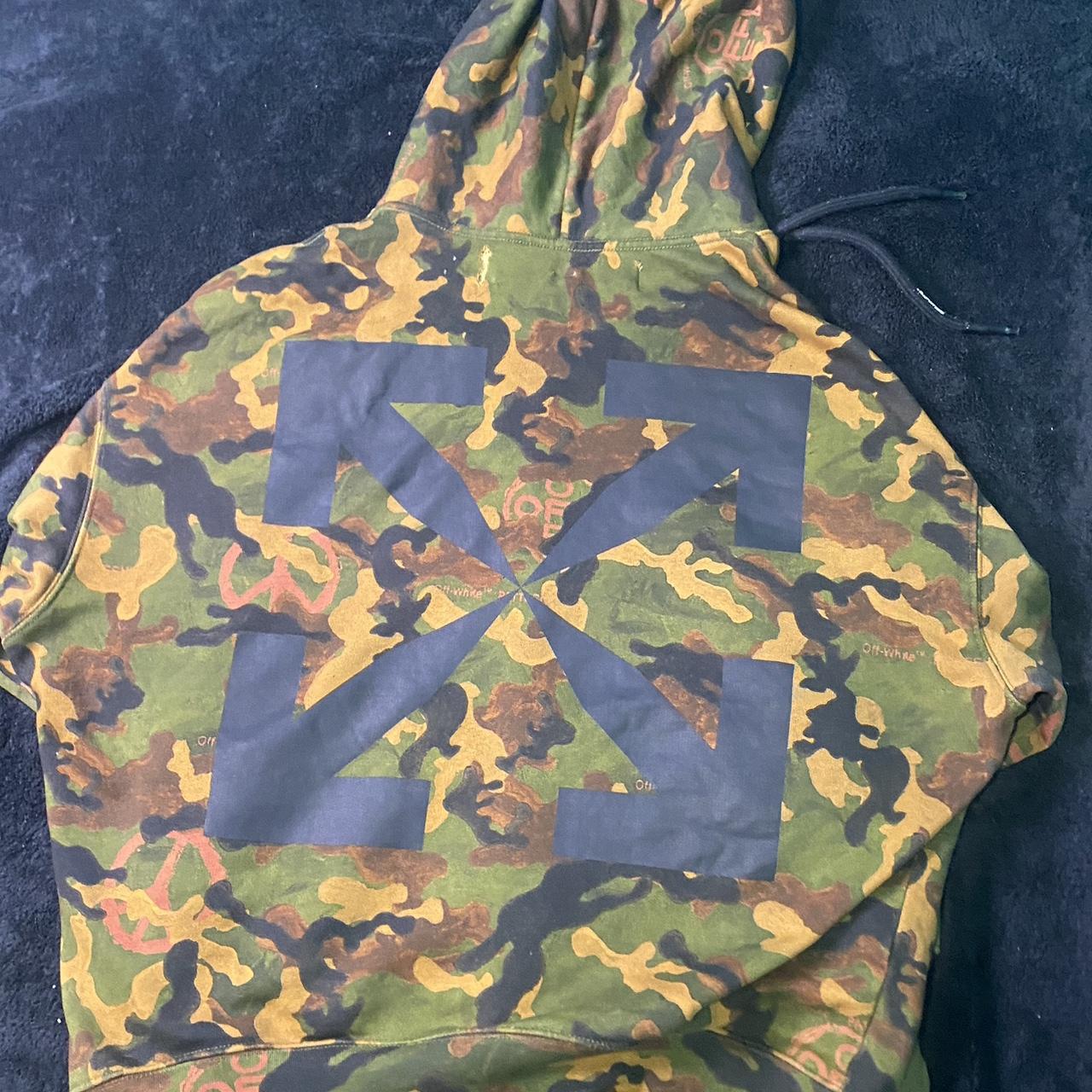 OFF WHITE CAMO HOODIE 100 authentic Size S Good. Depop