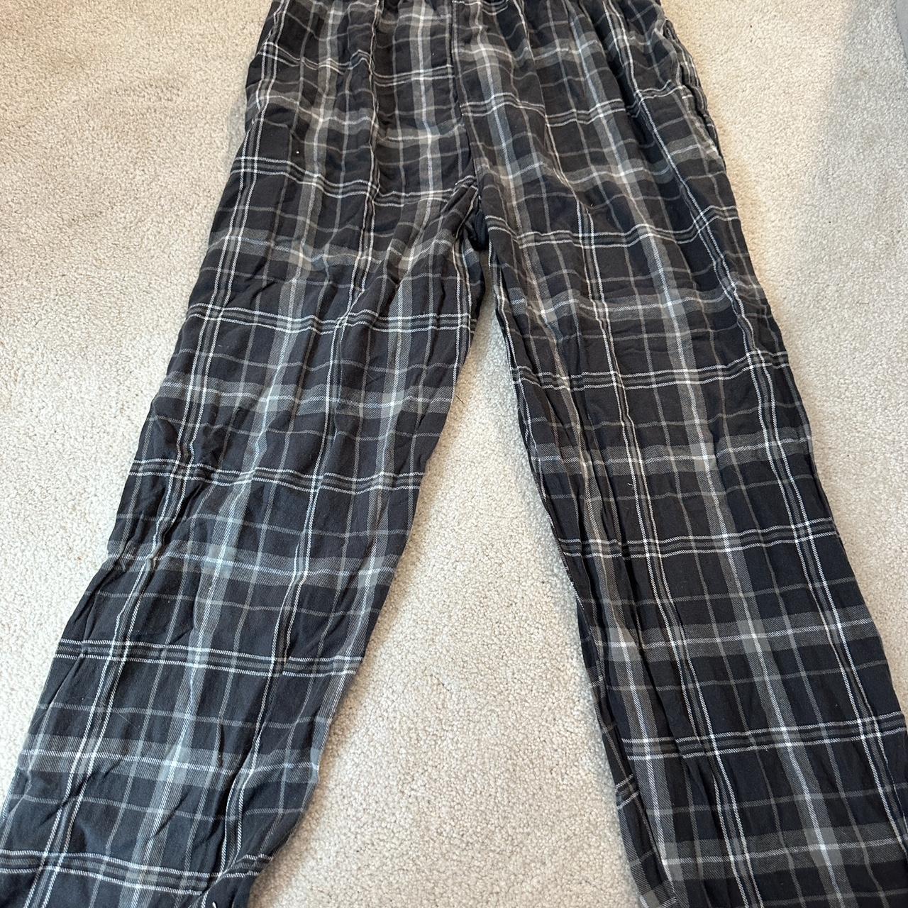 Grey plaid pj pants Size L - Depop