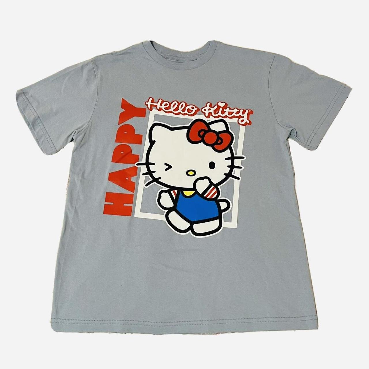 Hello Kitty Women's Blue And Red T-shirt | Depop