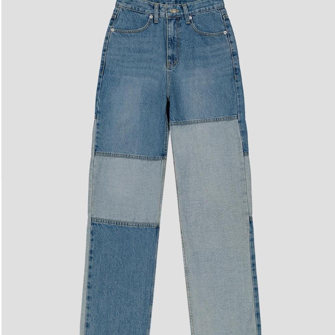 High Rise Patchwork Jeans - Depop