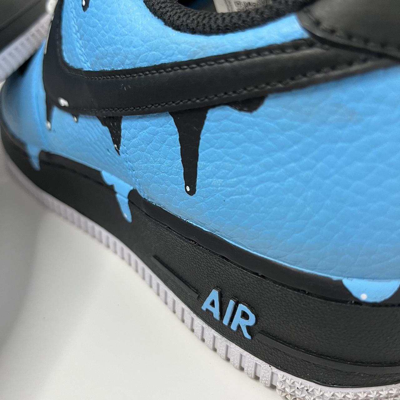 Custom Drippy Air Forces Blue/Black size 10 - Depop