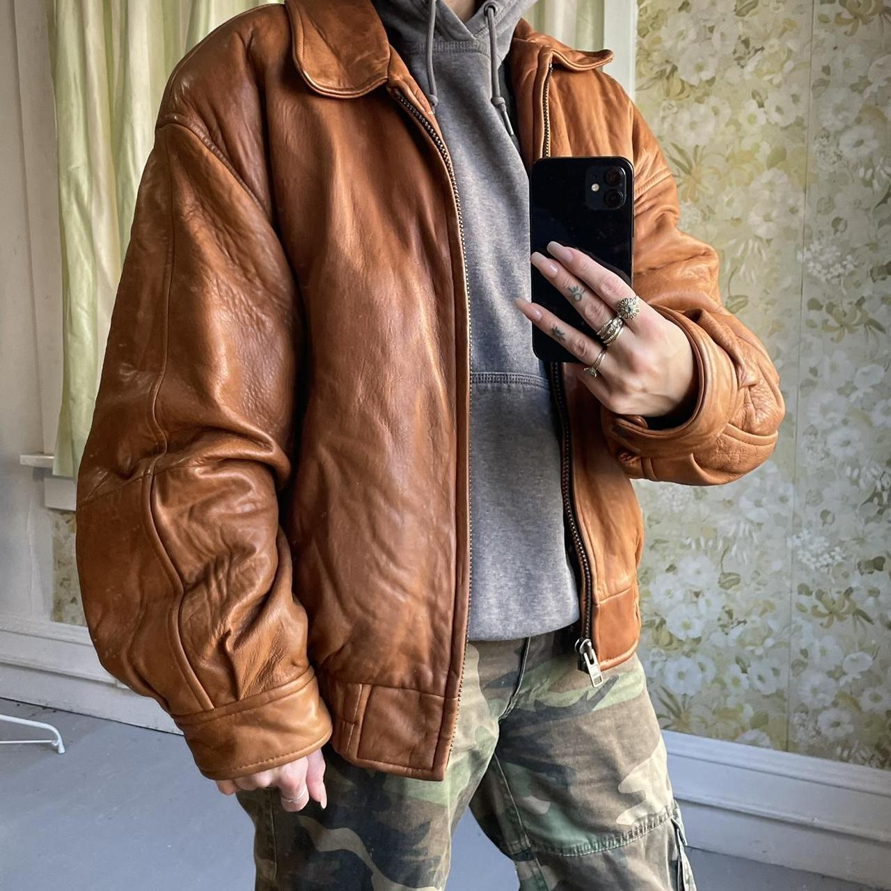 00s old gap leather bomber jacket y2k