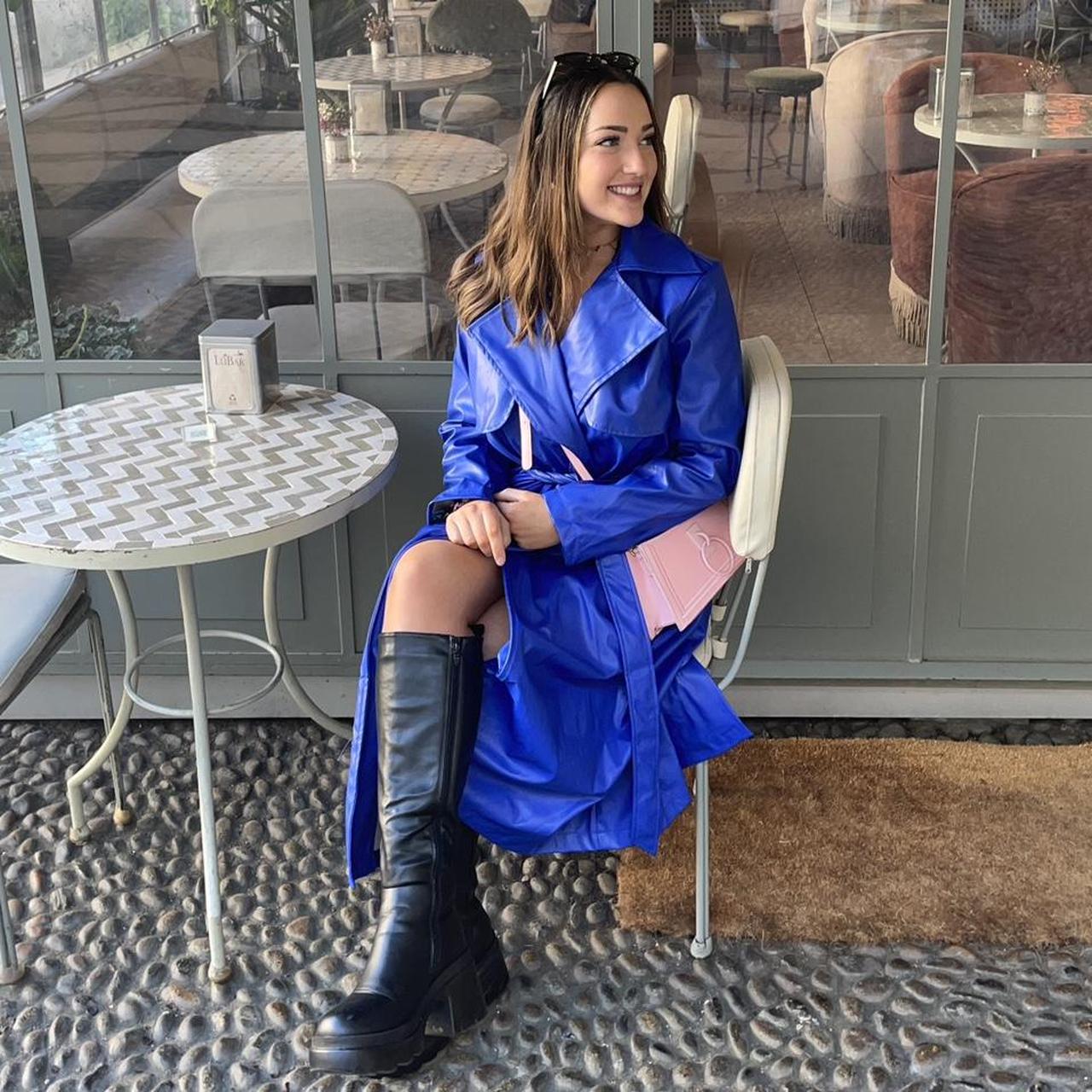 SHEIN Women's Blue Coat | Depop