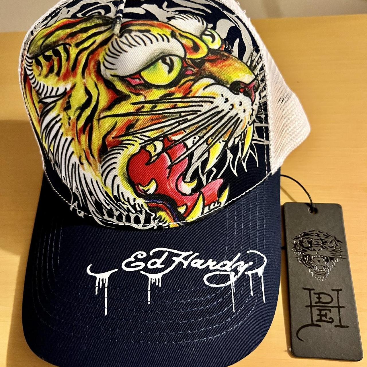 Ed Hardy Men's White and Blue Hat