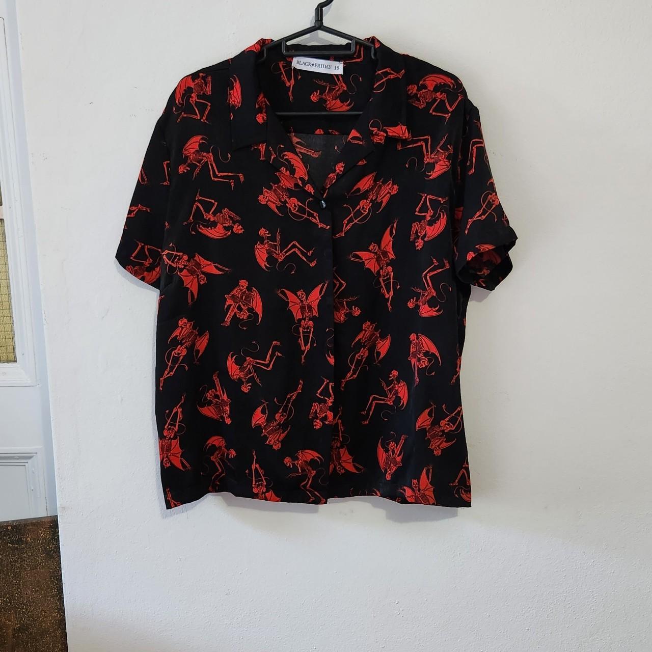 Dangerfield Women's Black and Red Blouse | Depop