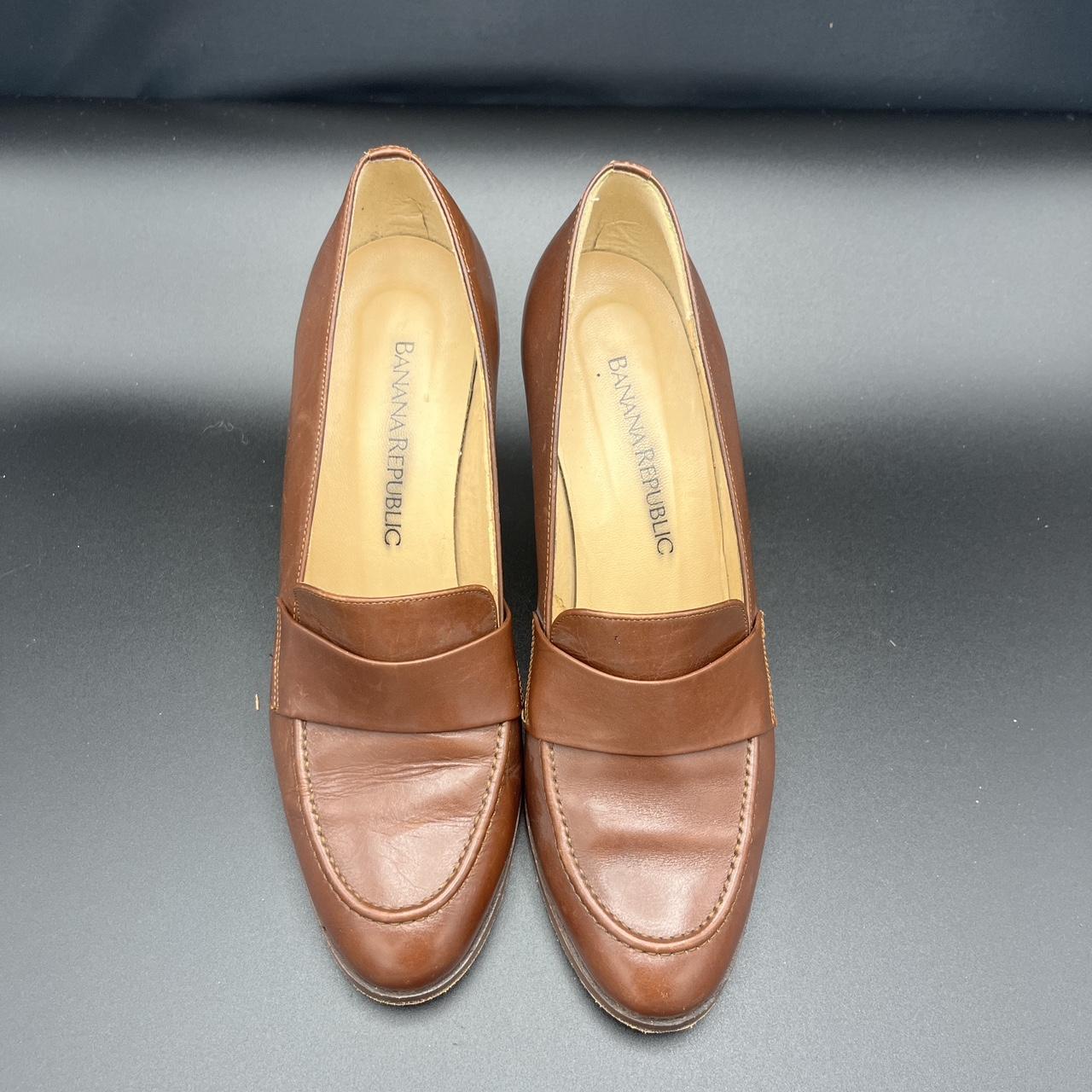 Banana Republic loafers, brown, 3” heel, size... - Depop