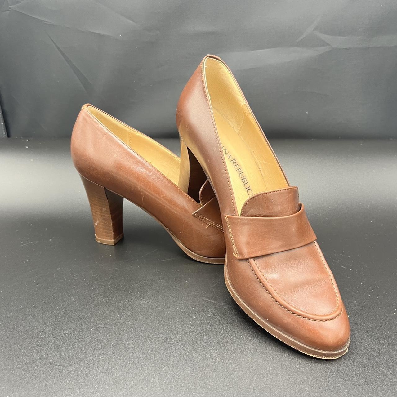 Banana Republic loafers, brown, 3” heel, size... Depop