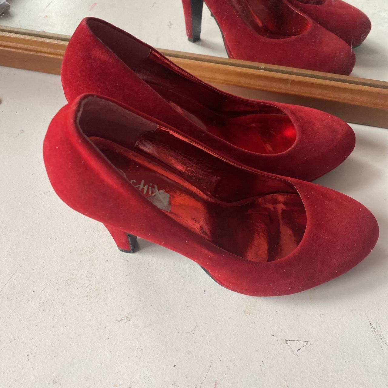 Chix red velvet high hill shoes women 4 37 these... - Depop
