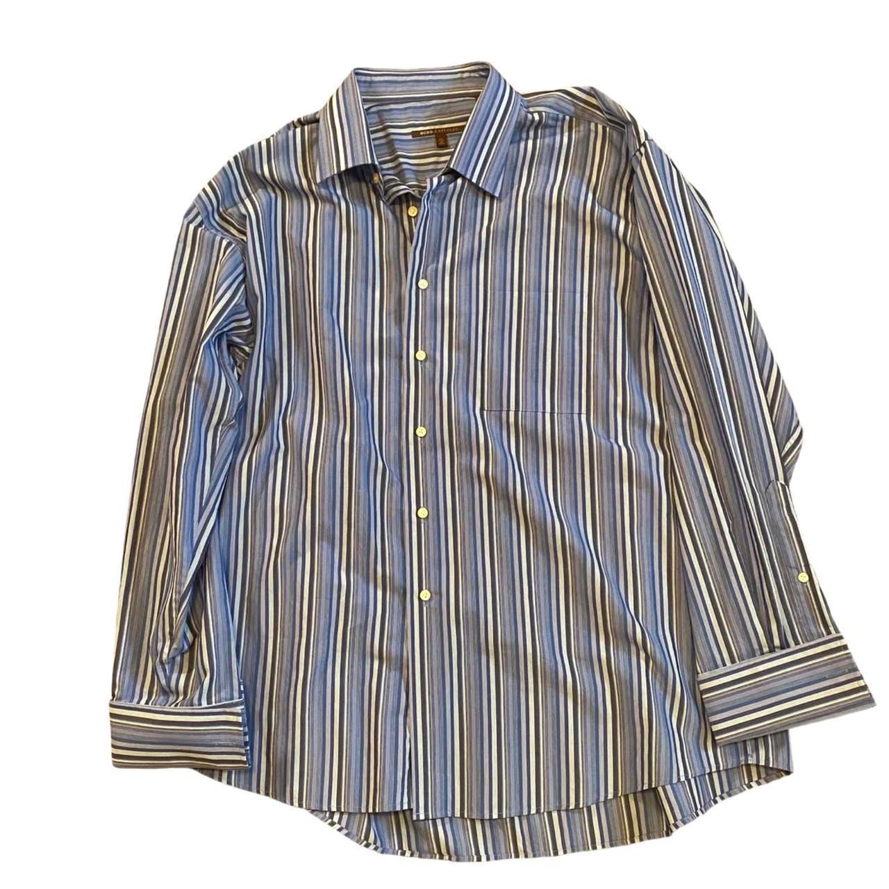 BCBG Attitude Dress Shirt Blue Stripped Button Down