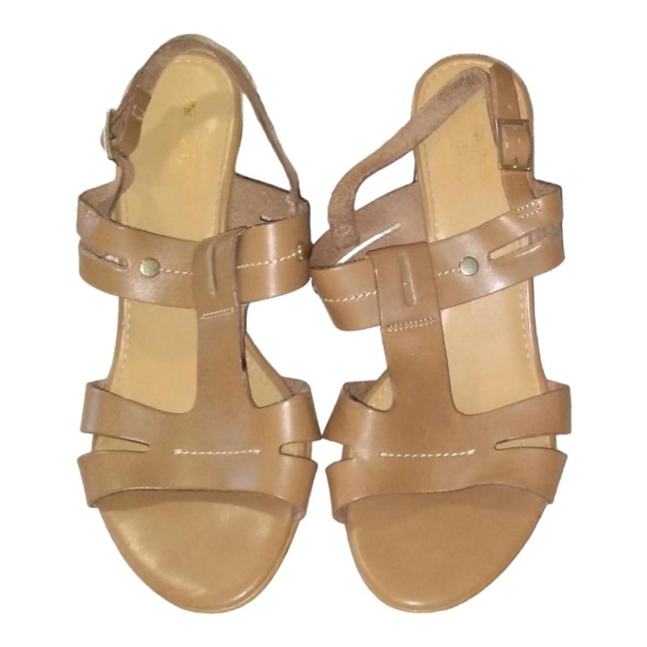 Coach and four tan strappy wedge sandals size Depop