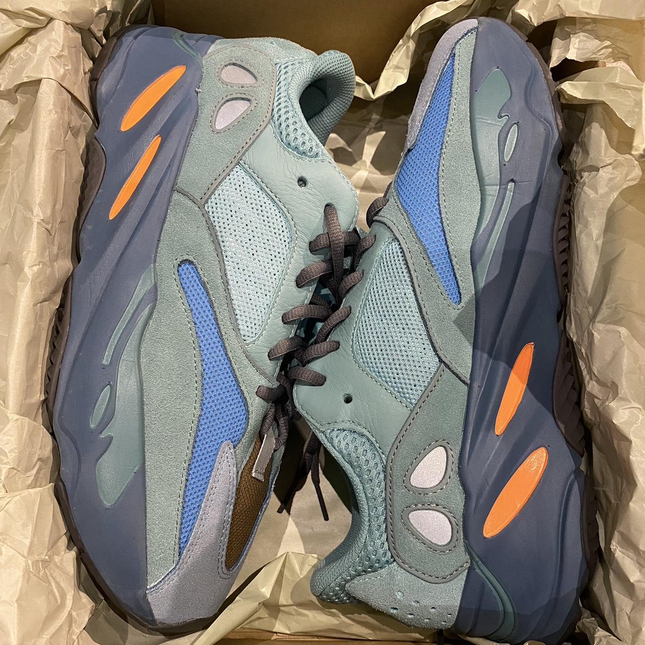 Yeezy Men's Orange and Blue Trainers | Depop