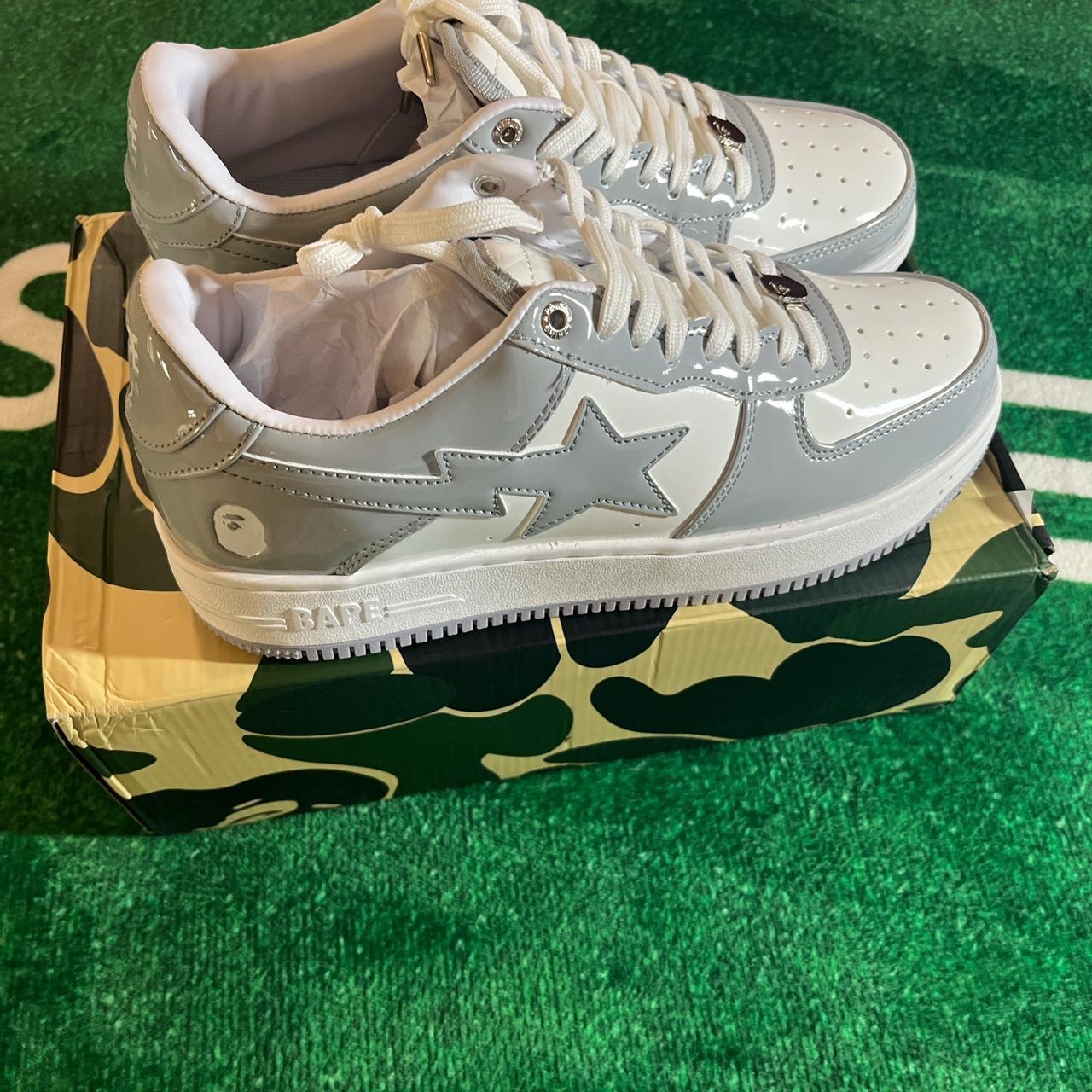 white and gray bapestas send me any offers if you... - Depop