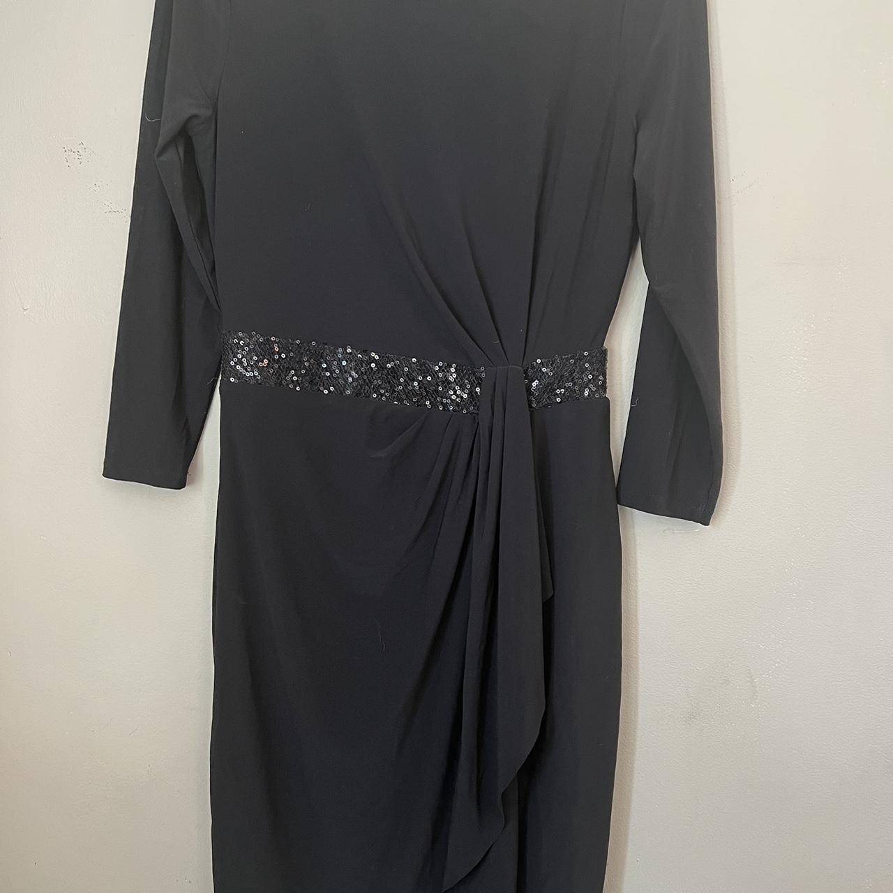 Chaps XS Dressy Formal Black Dress sequins at waist... - Depop