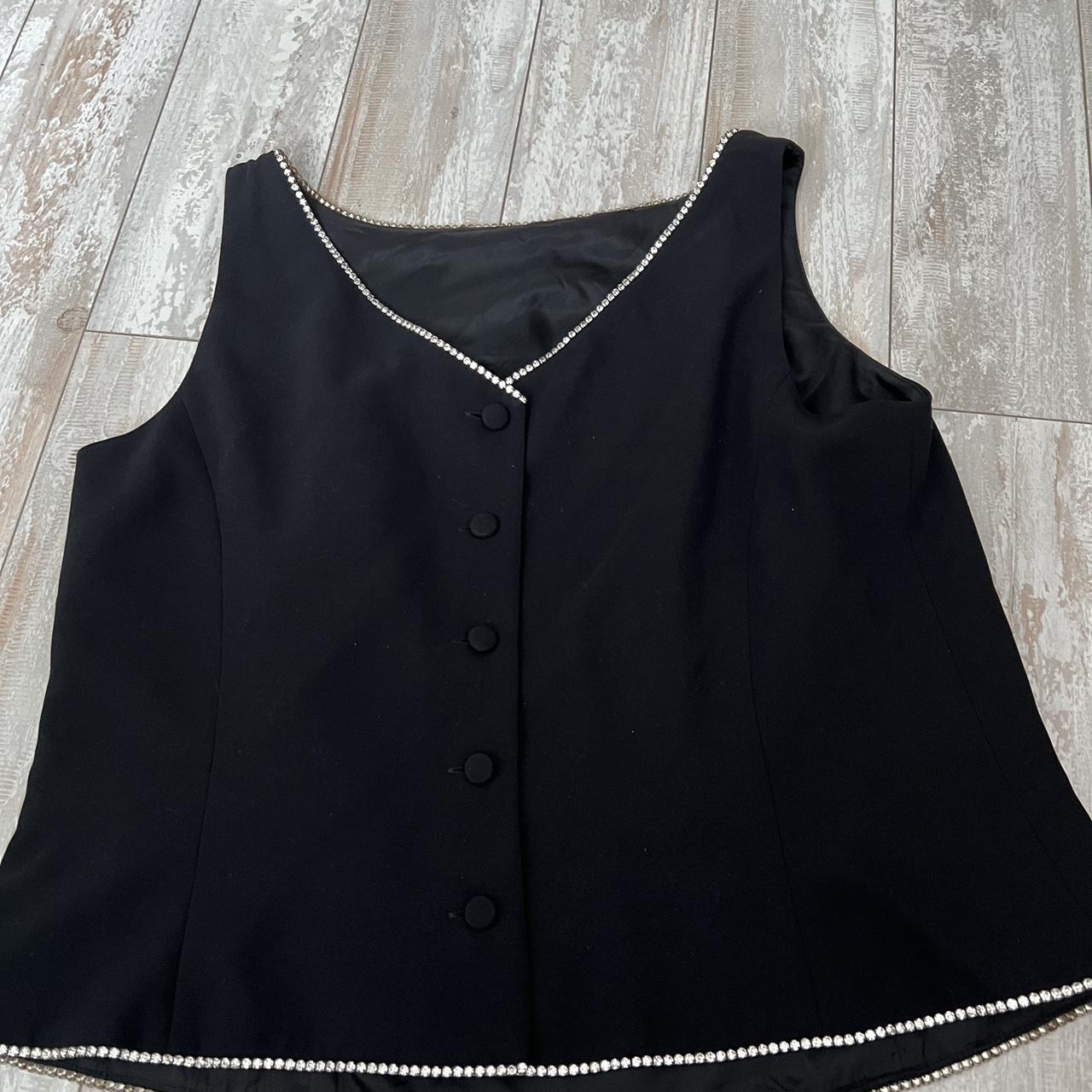 Black dressy vest with Rhinestone trim size