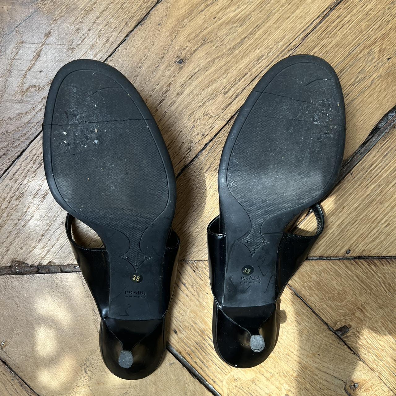 Black prada kitten heel sandals with thong/flip flop... - Depop