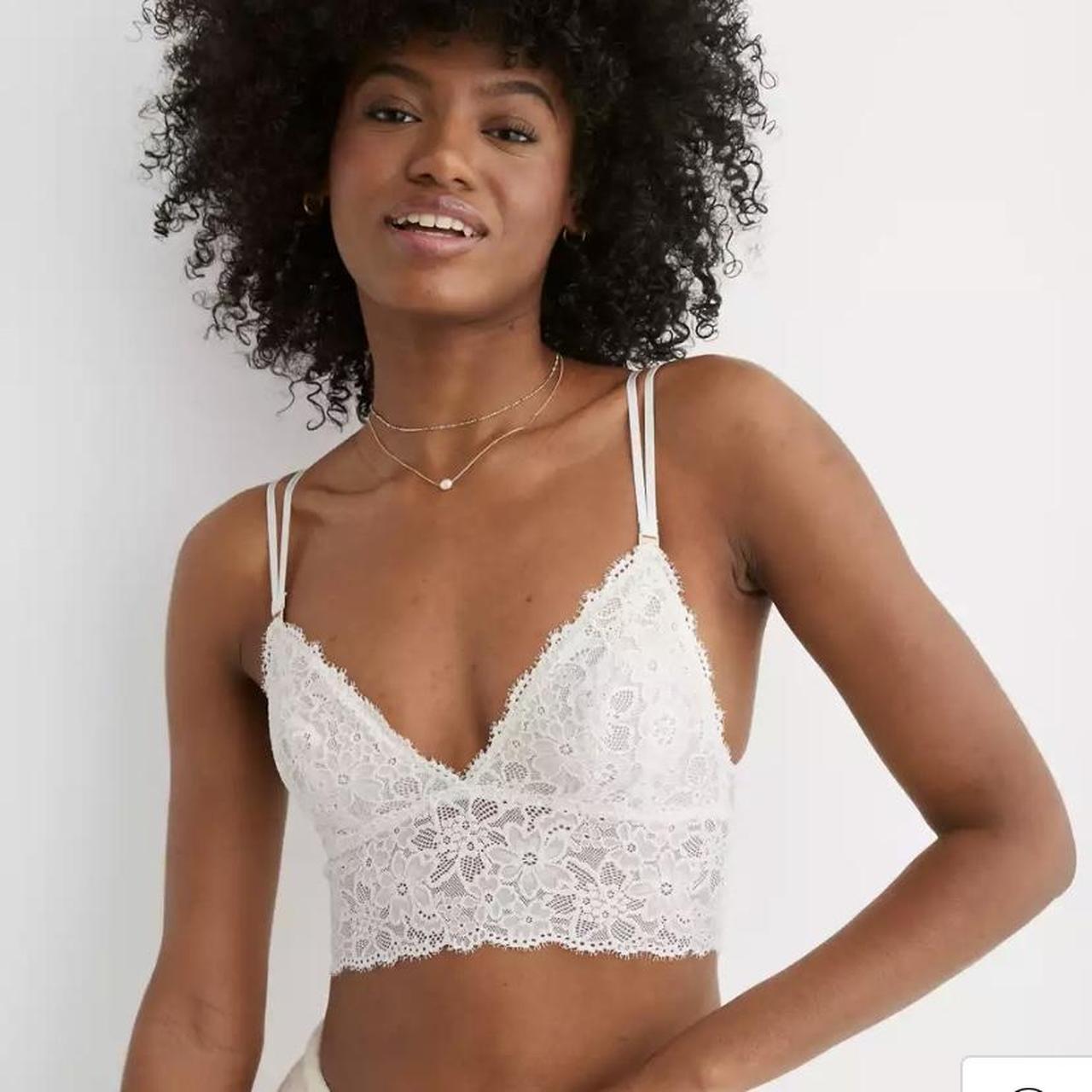 Aerie ribbed bralette White with gold hardware - Depop