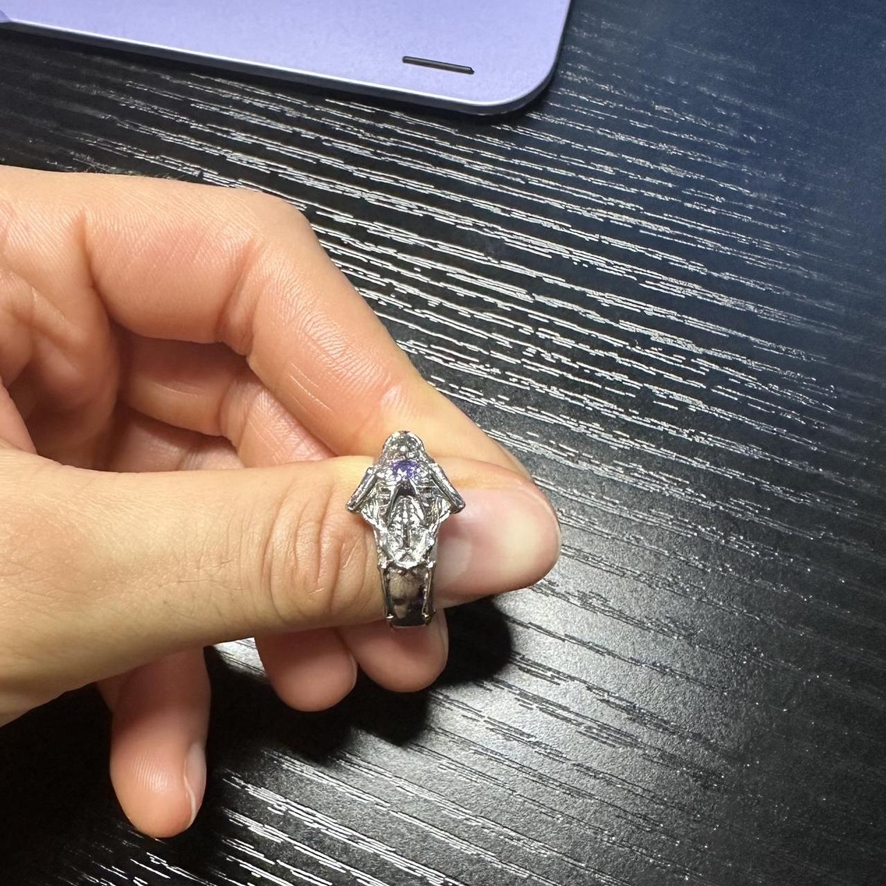 Yordy Jewelry Silver Jeweled Heart Ring purple... Depop