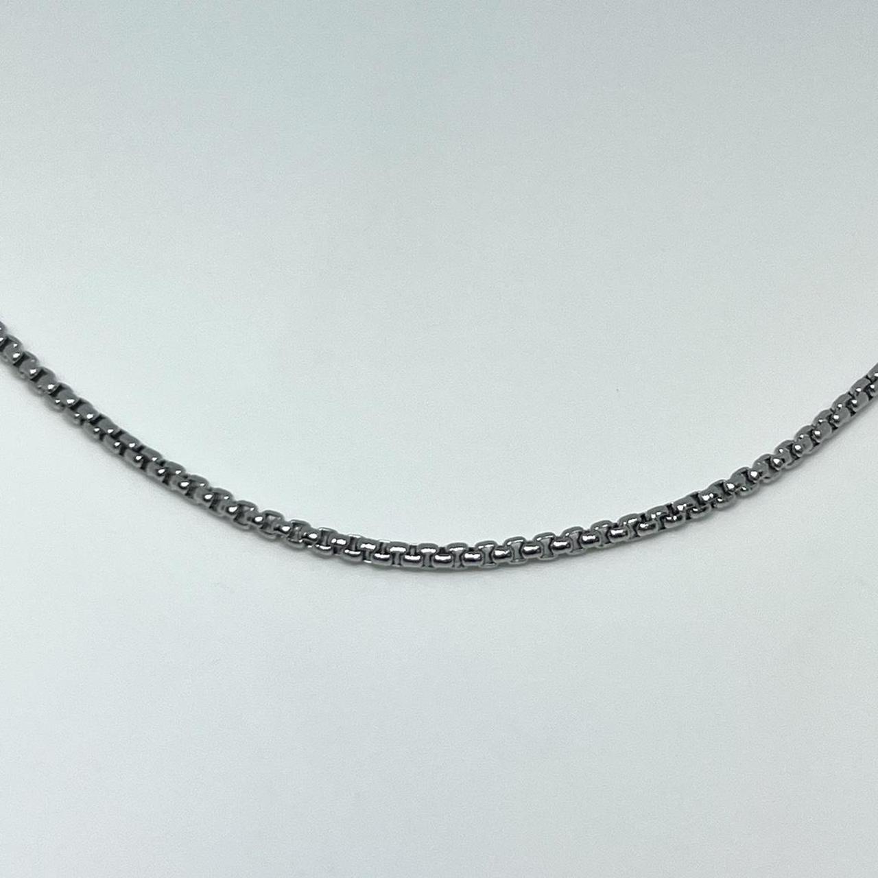 Silver Rounded Box Chain Necklace - Stainless... | Depop