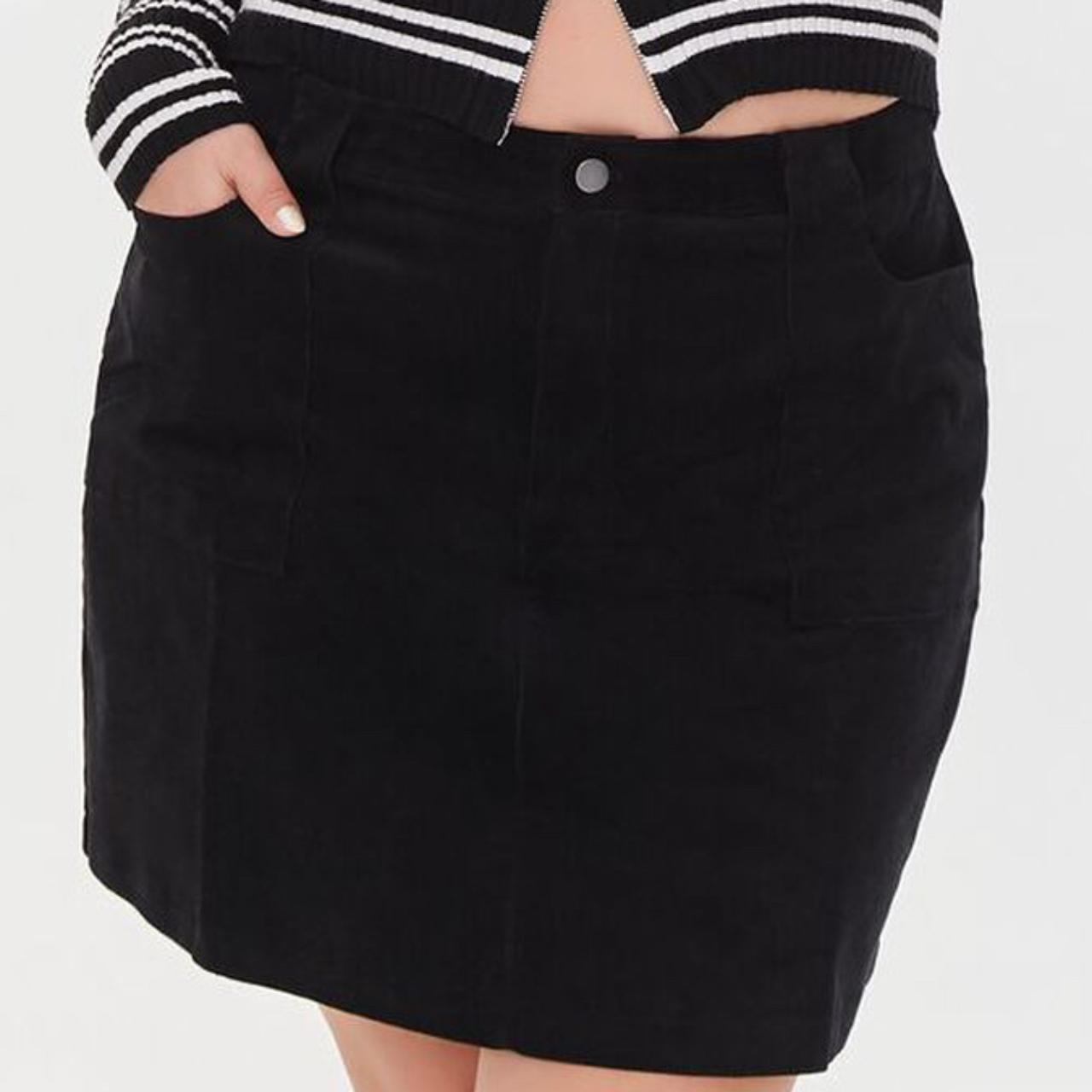 Forever 21 Plus Size Corduroy Black Skirt Stretchy Depop