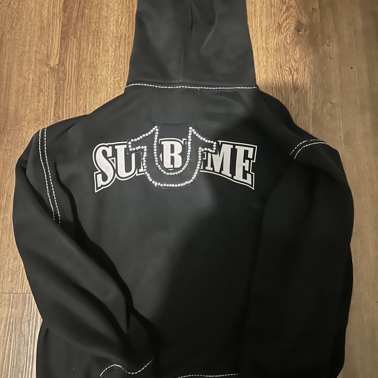 Black supreme-varsity-jacket - Depop