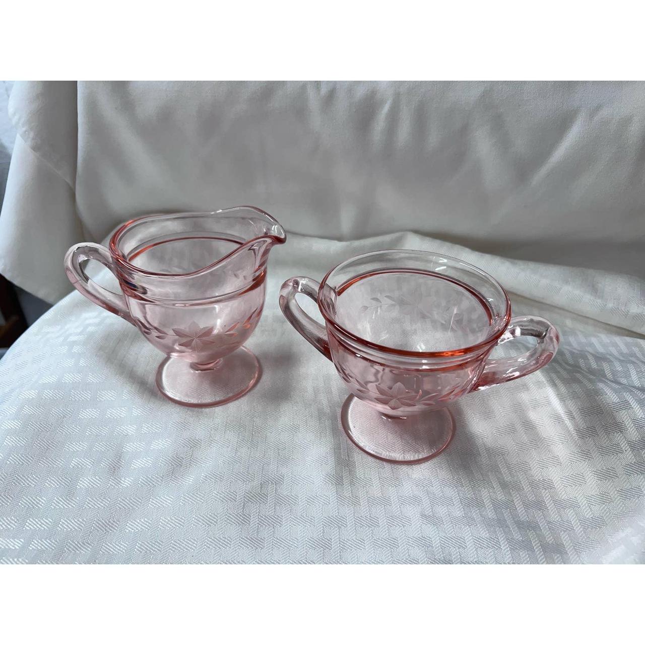 Vintage Pink Glass Tumbler with glass| Vintage pink Glass Pot with glass