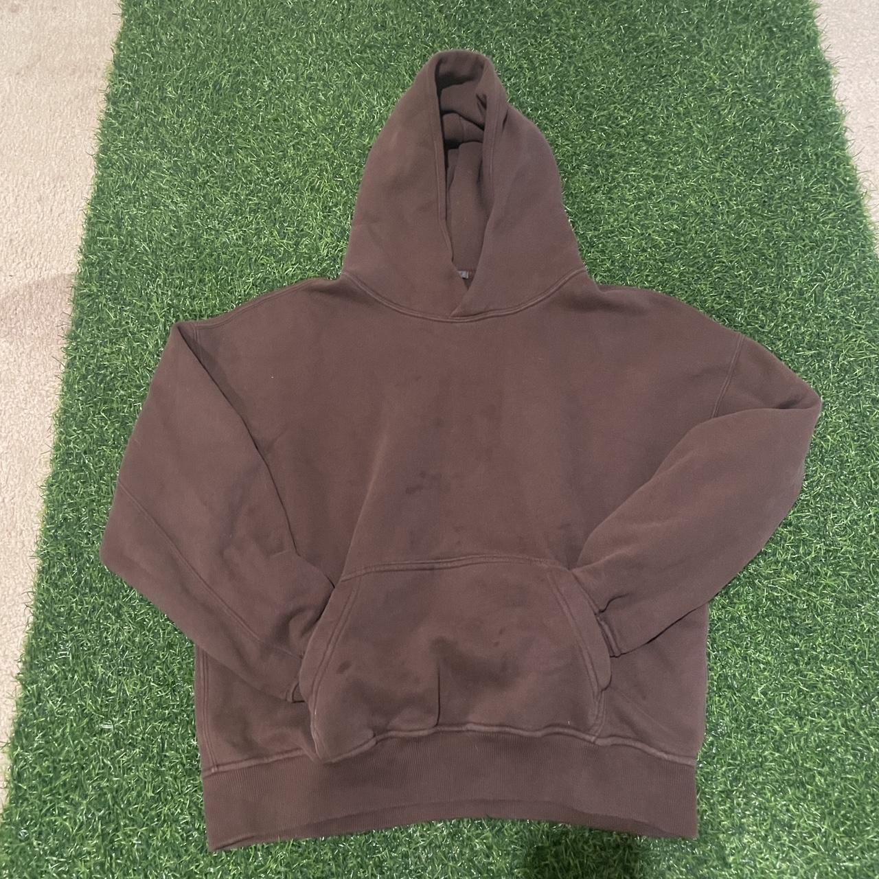 Blank Brown Hoodie men’s size xs runs big yzy type... - Depop