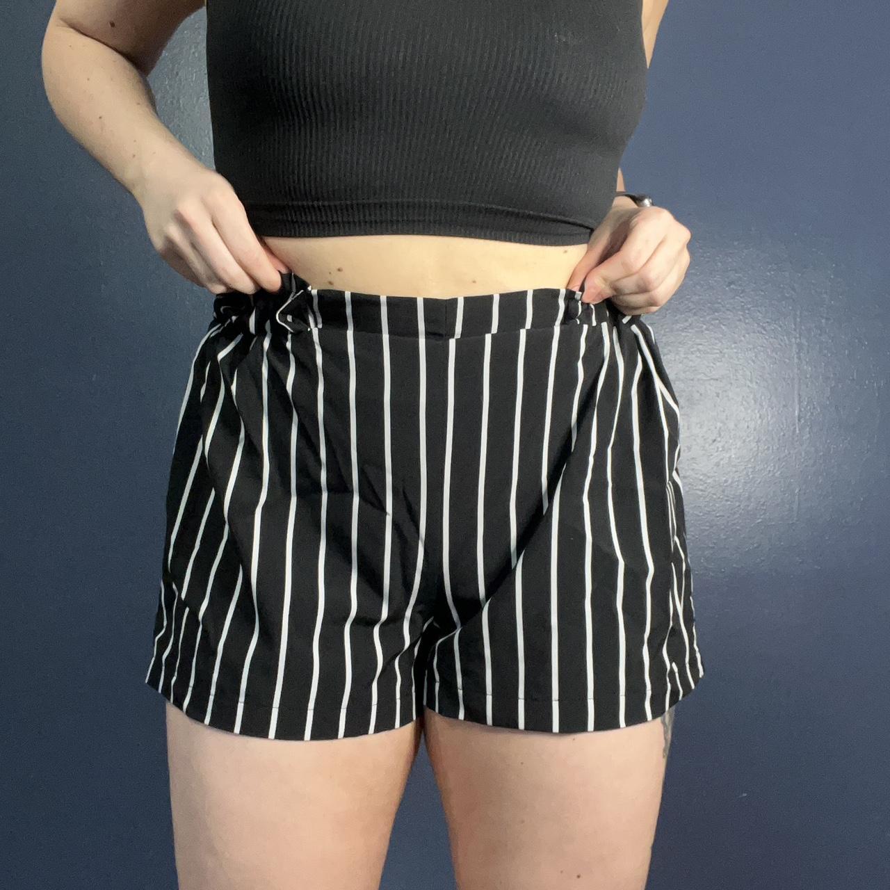Women's Black and White Shorts Depop