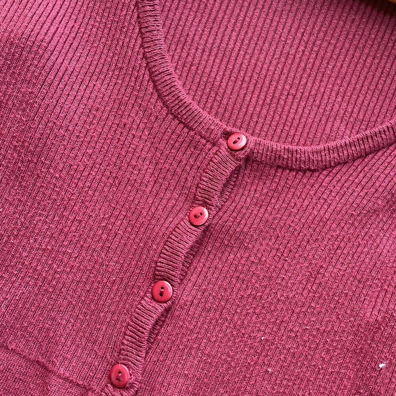 deep red 2000s knit open babydoll cardigan sweater... Depop
