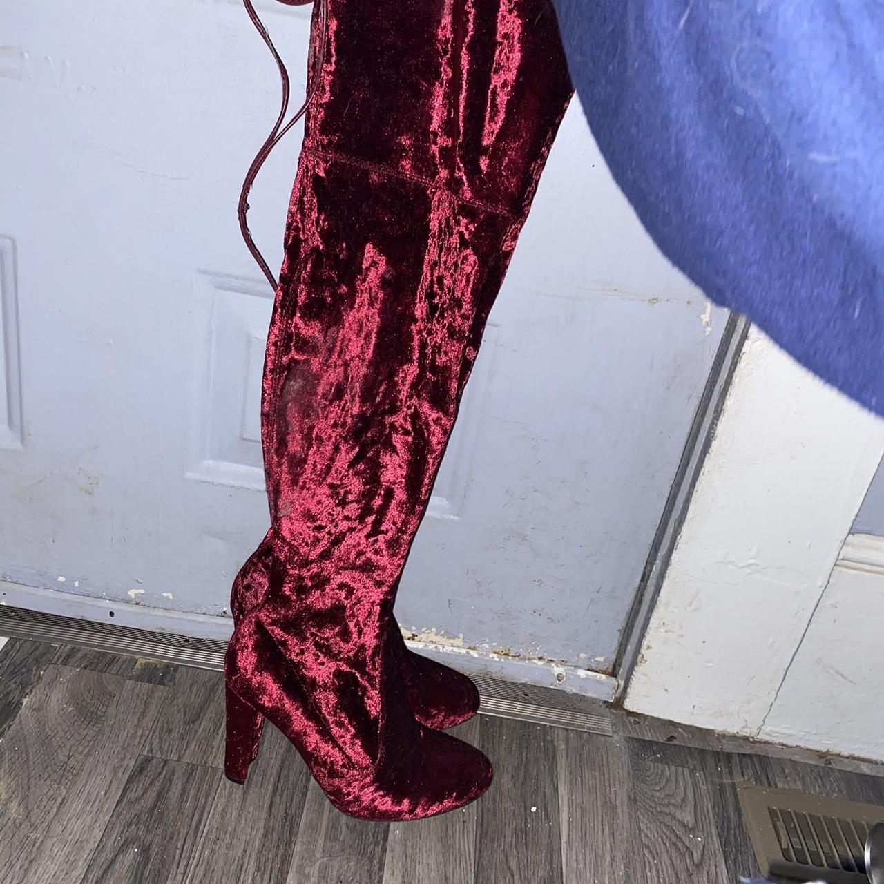 Women's Red and Burgundy Boots | Depop