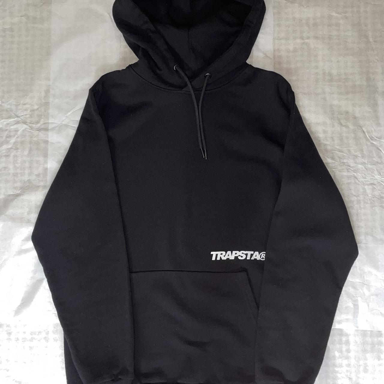 Trapstar Men's Blue and Black Hoodie Depop