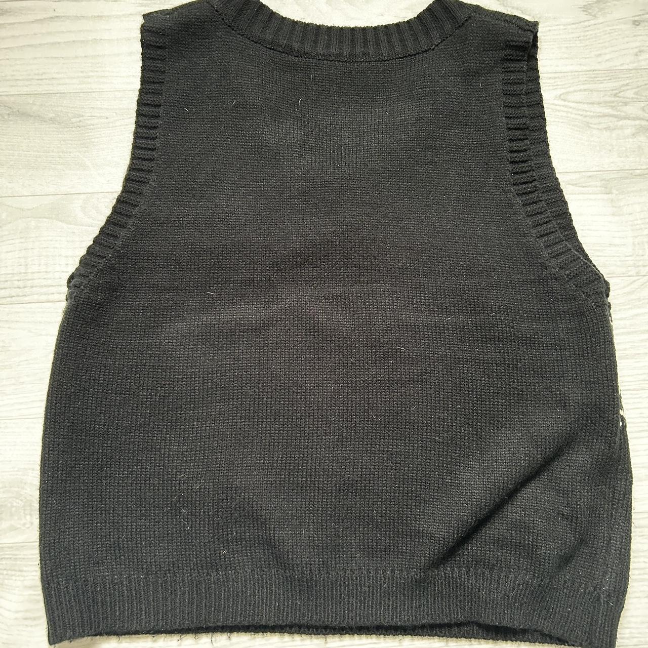 80’s Style Black Sweater Vest Worn A Few Times Size... - Depop
