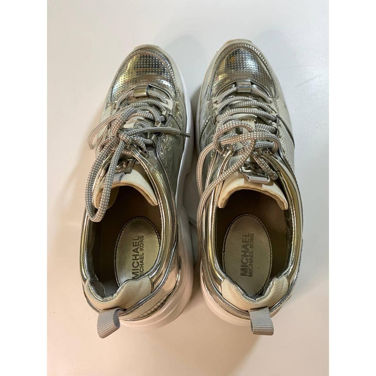 Silver sneakers by Michael Kors. MK sneakers, all... - Depop