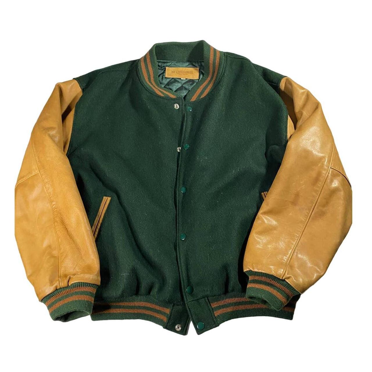 Vintage J. Peterman Co. Leather Wool Varsity Jacket...