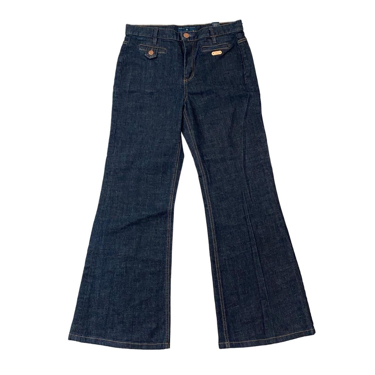 RARE Marc Jacobs Wide Leg Flare Star Jeans Pin Striped Size
