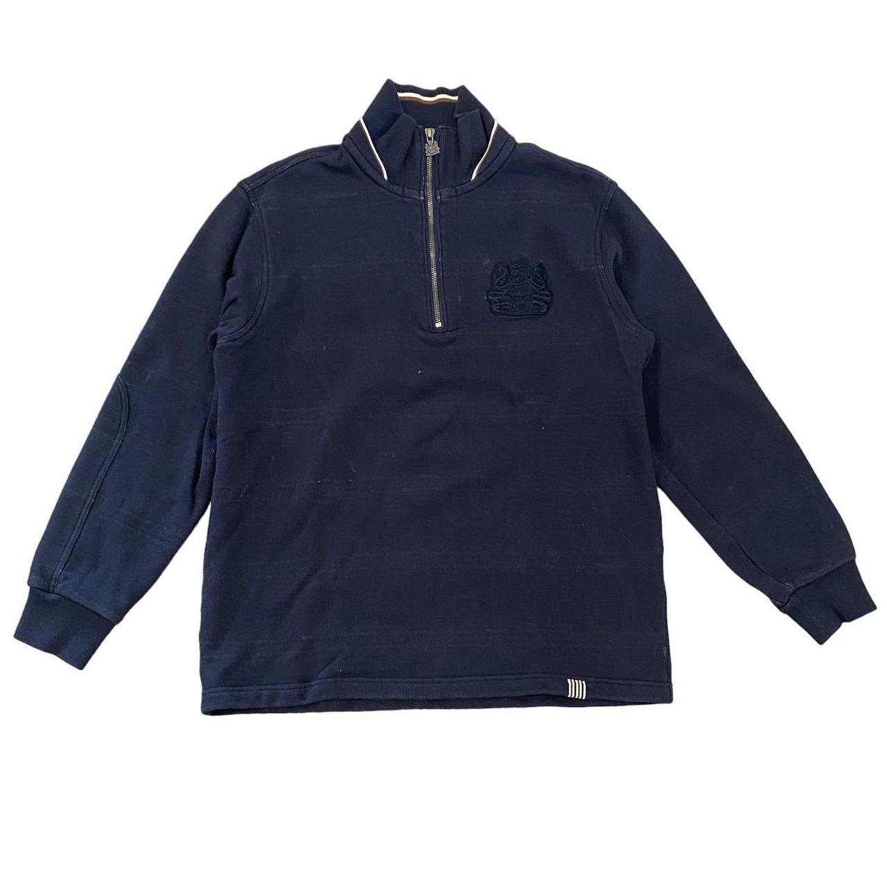 Aquascutum 1/4 Zip Navy Pullover Dad Sweater