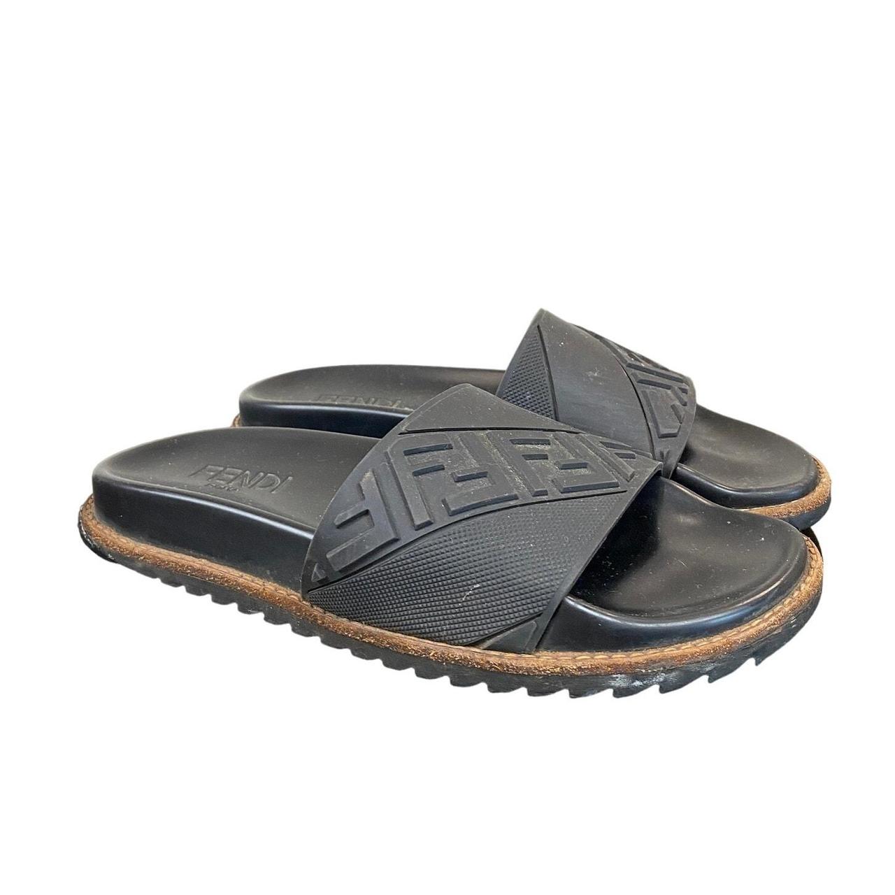 Fendi Logo Slides Rubber Slip On Sandals Women's 39...