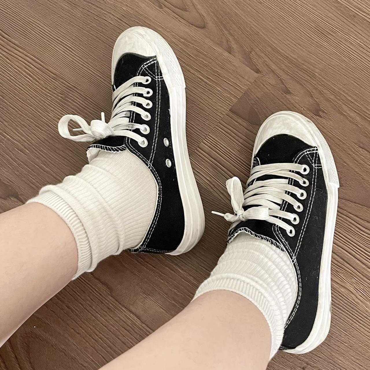 Women's Black and White Trainers | Depop