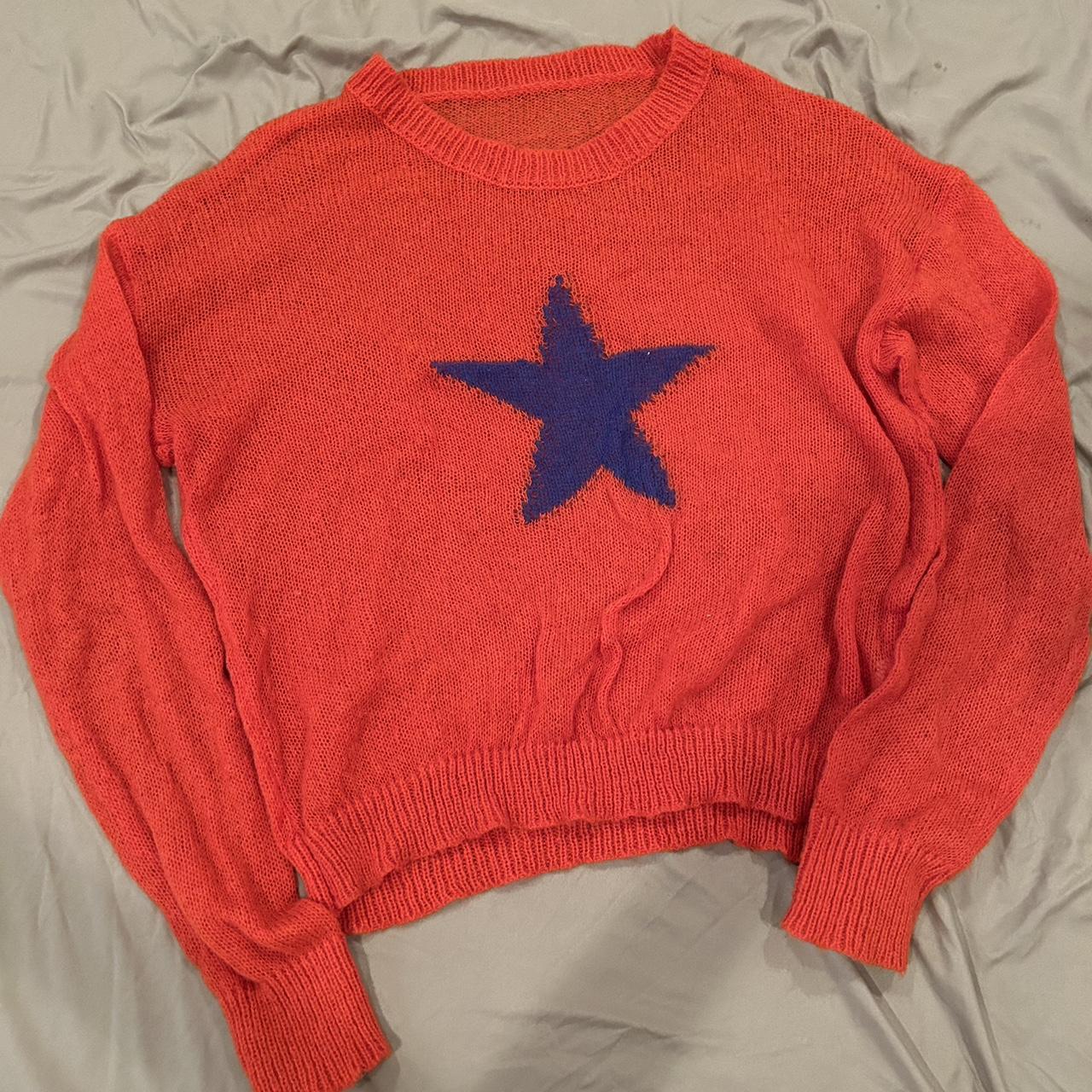 Women's Red and Blue Jumper | Depop