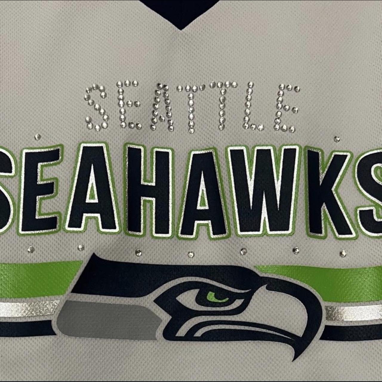 SEATTLE SEAHAWKS Majestic Fan Jersey bling shirt womans large