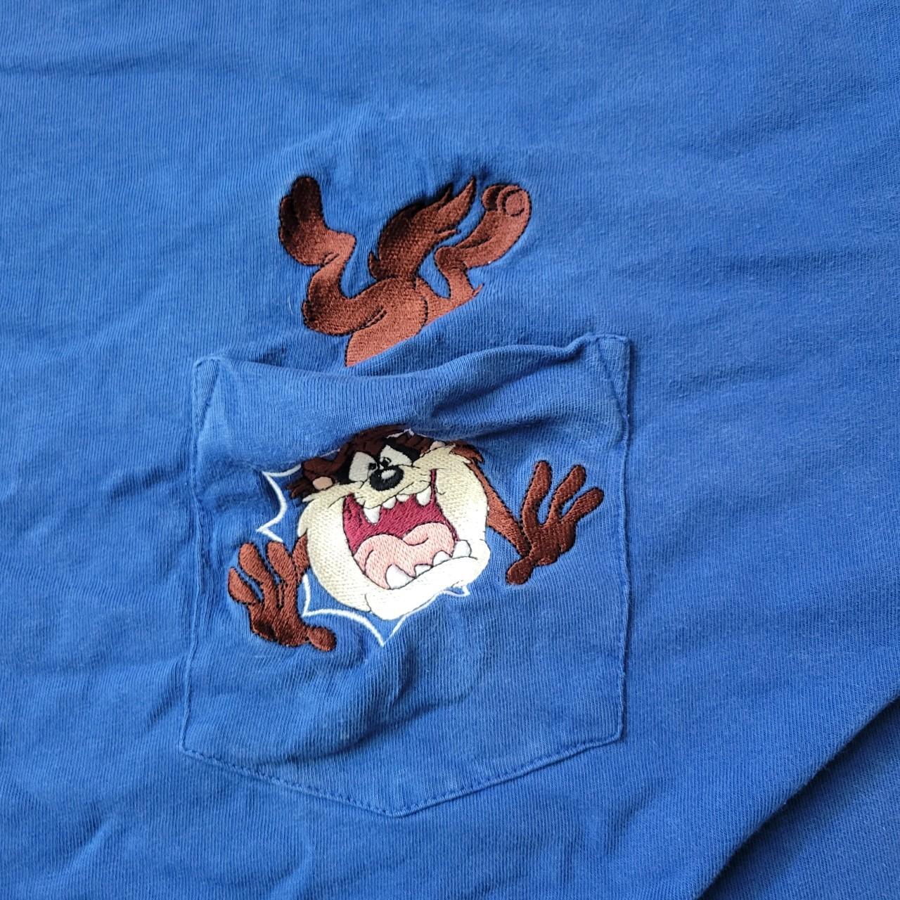 Looney Tunes Men's Brown and Blue T-shirt | Depop