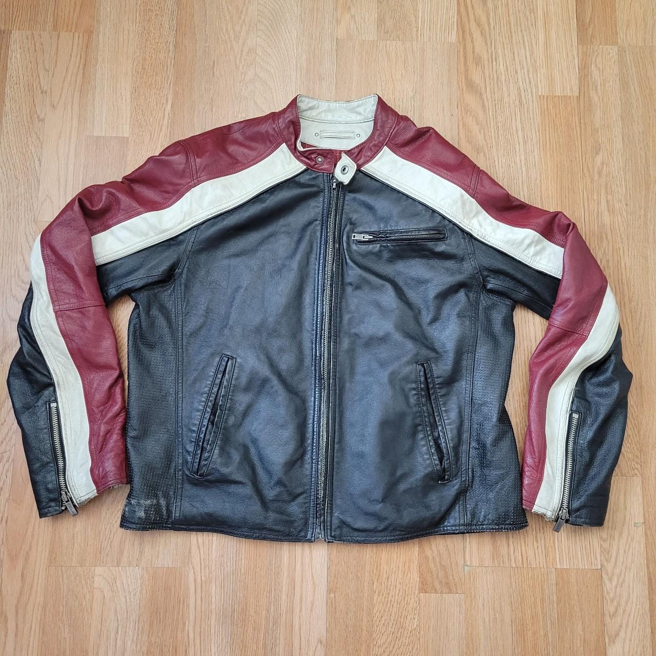 Vintage Wilson's Leather Motorcycle Jacket Size... - Depop