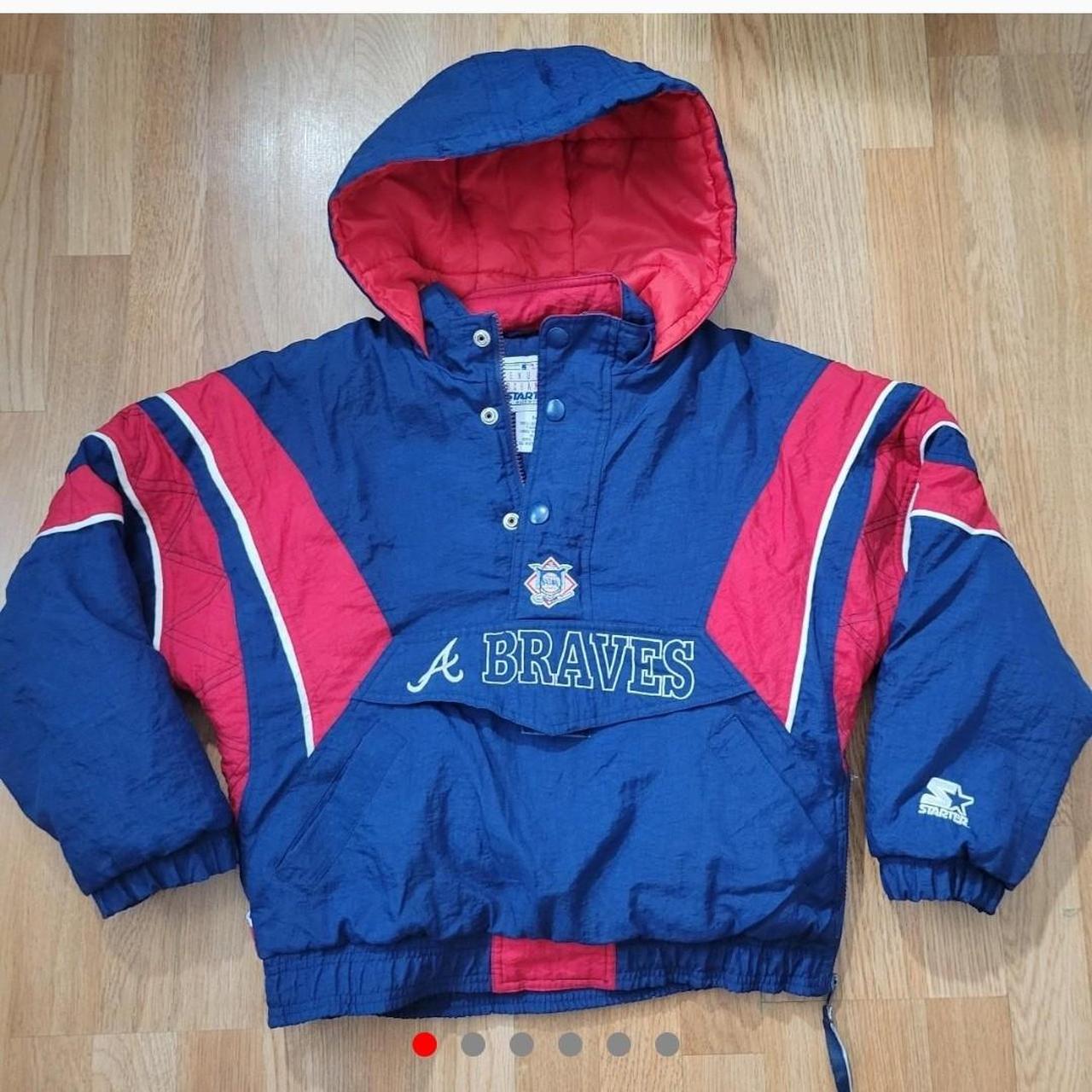 Vintage Atlanta Braves Kids Starter Jacket Size Kids... - Depop