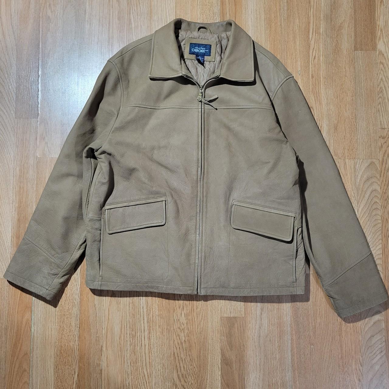 Vintage Cherokee Brown Leather Jacket size L no... - Depop