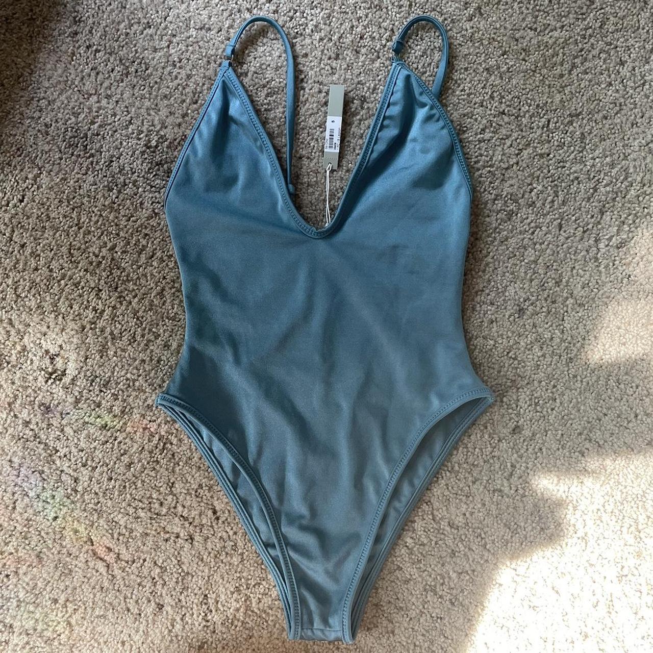 Women's Blue and Silver Swimsuit-one-piece | Depop