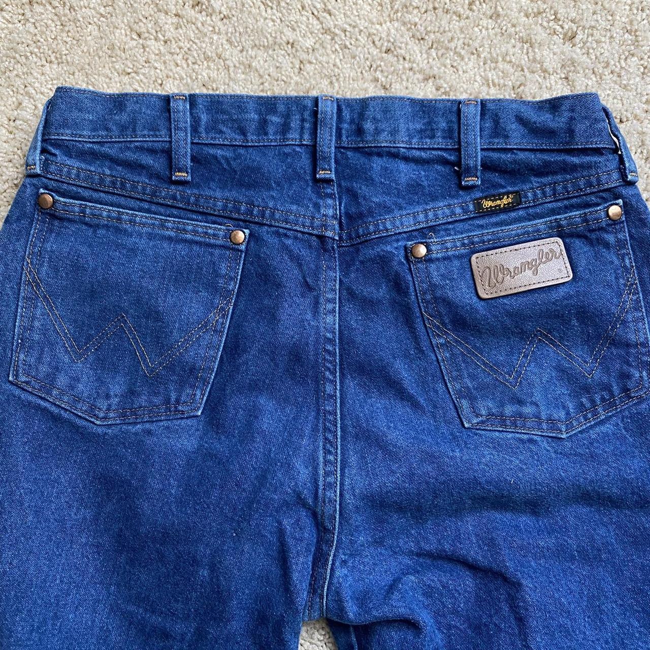 wrangler blue jeans good condition but a little... - Depop