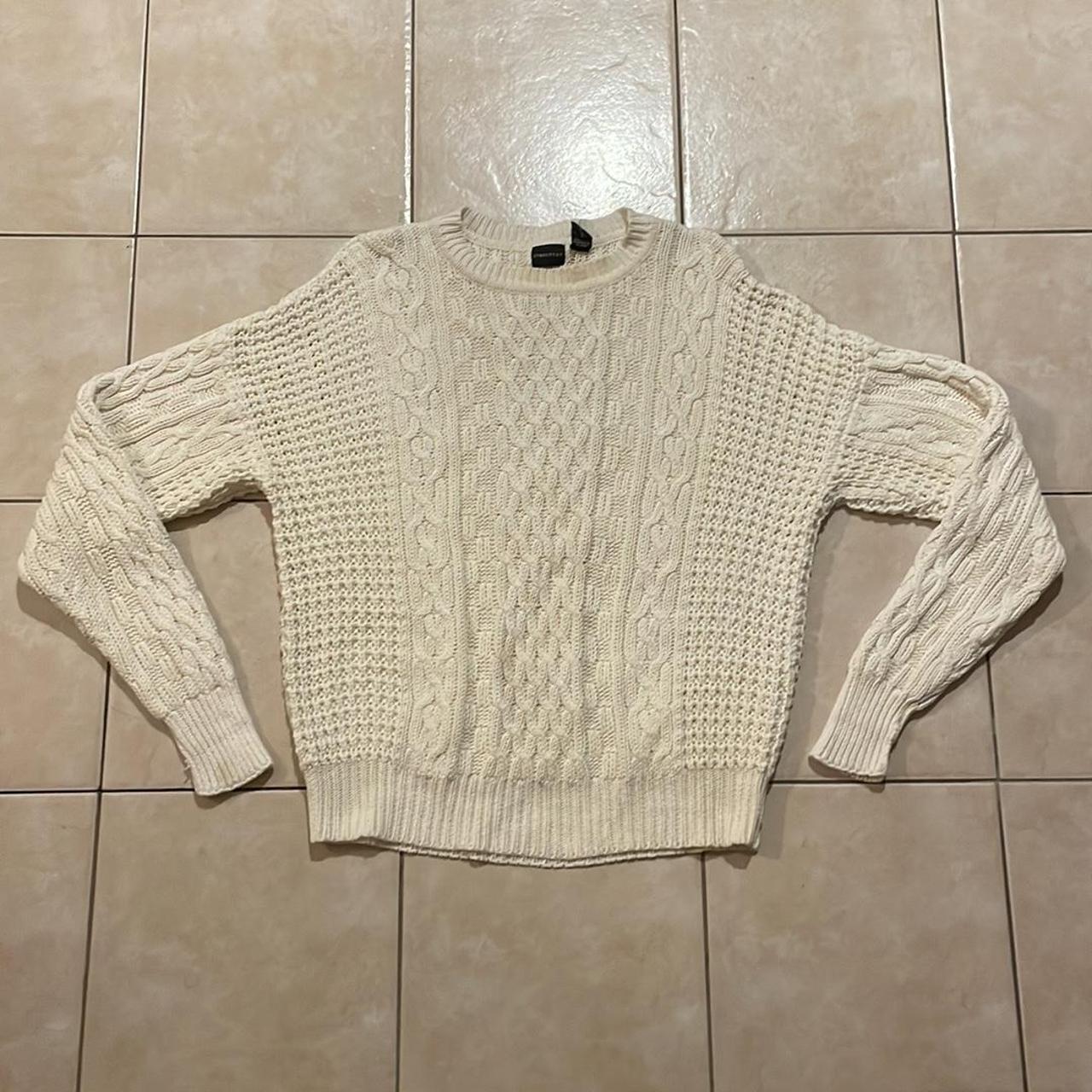 Structure Cable Knit Sweater small stain on right... - Depop
